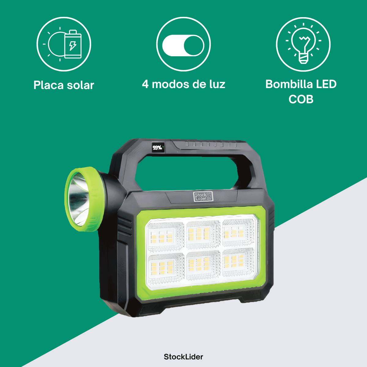 Foco Solar Portátil 4 en 1 - Linterna Solar PowerBank LED 1000LM