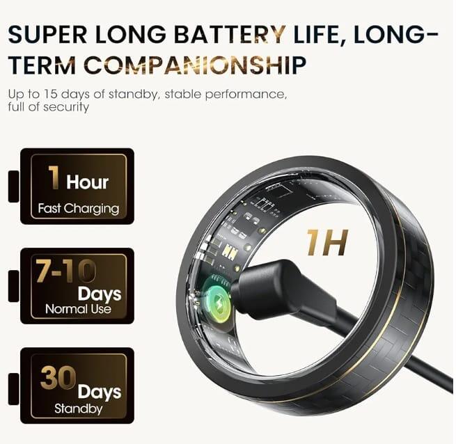 Anillo inteligente 11MM, Actividad, Sueño y Frecuencia - Batería 7-10 Días